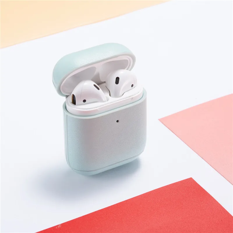 Кожаные и ПК Bluetooth беспроводные наушники Чехлы для Apple AirPods 1/2 защитный чехол зарядная коробка противоударные сумки