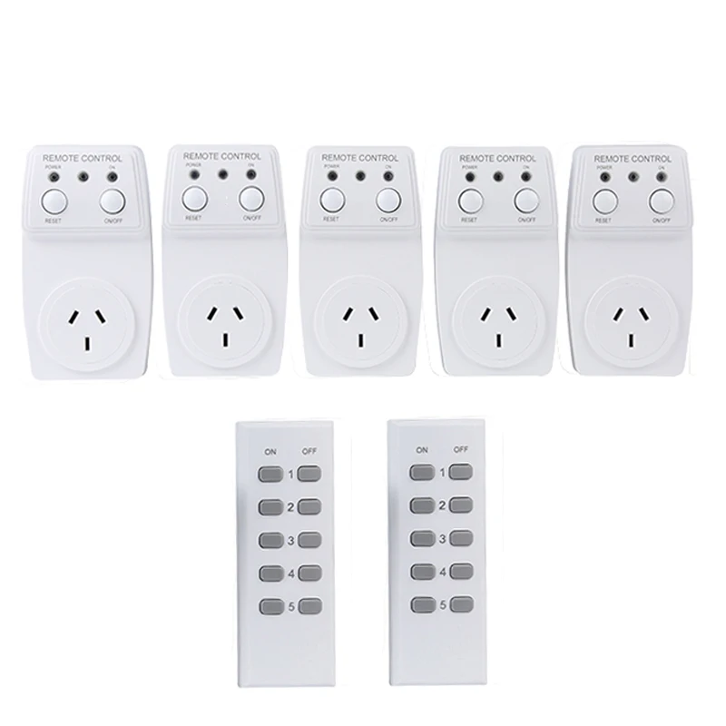ESPLENTY Smart Switch Wireless Remote Control Outlet Australia Plug (5 Socket+2 Remote) |