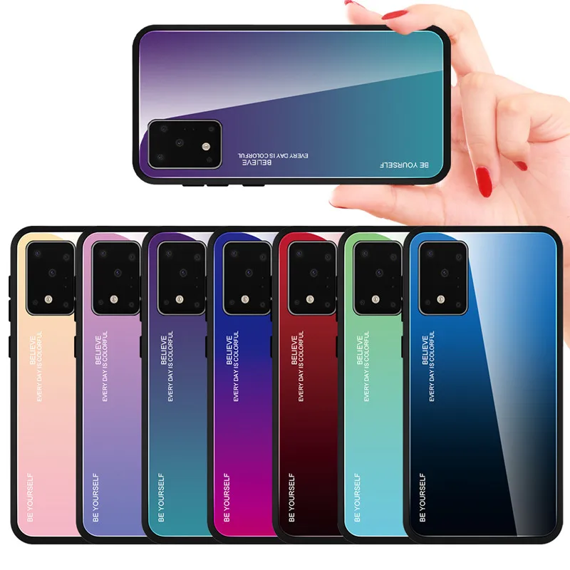 Градиентный стеклянный чехол для samsung S20 Ultra S11 Plus S11e Galaxy A51 A71 A81 A91 роскошный