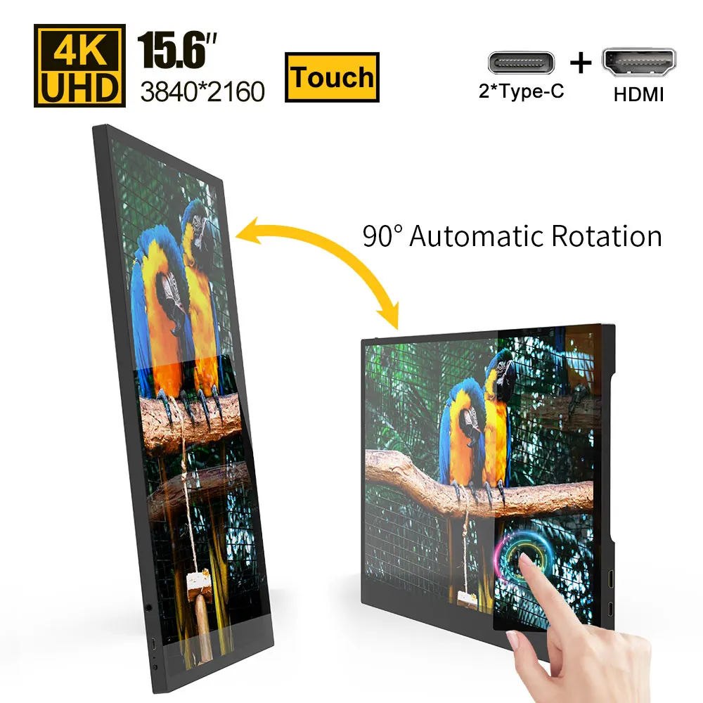 

15.6 Auto Rotate 4K touch screen portable monitor for Ps4 Switch Xbox Huawei Xiaomi phone second monitor gamer PC Laptop tablet