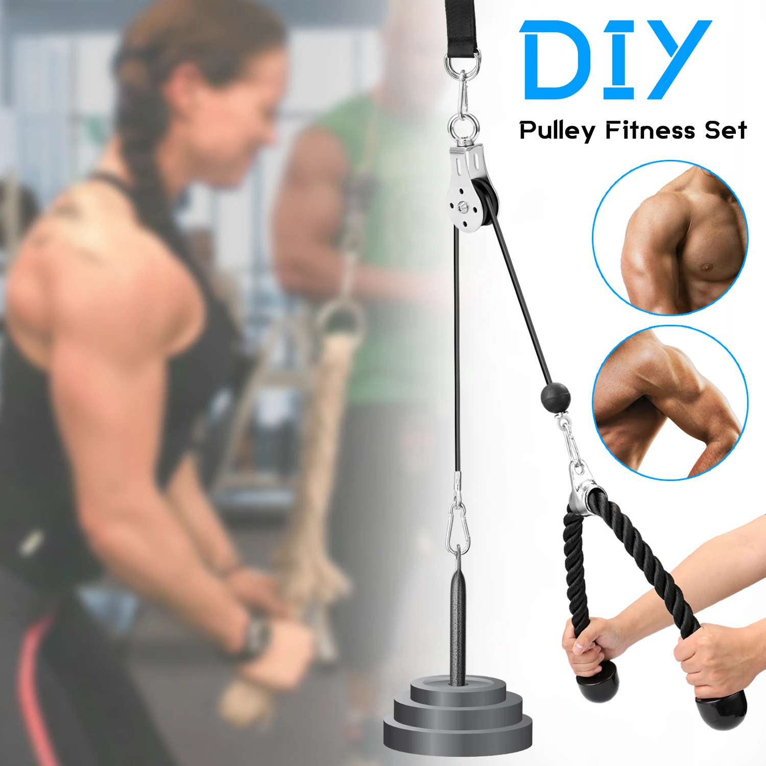 Home Gym Cable Pulley System Fitness Pin Triceps Lifting Rope Machine Workout Home Gym Cable Pulley System Fitness Pin Triceps Lifting Rope Machine Workout