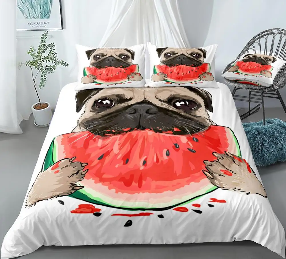 

Animal Bedding Set Dogs Bed Set Watermelon Duvet Cover Set Cartoon Kids Bed Linen Boys Girls Bedclothes Microfiber Bedding