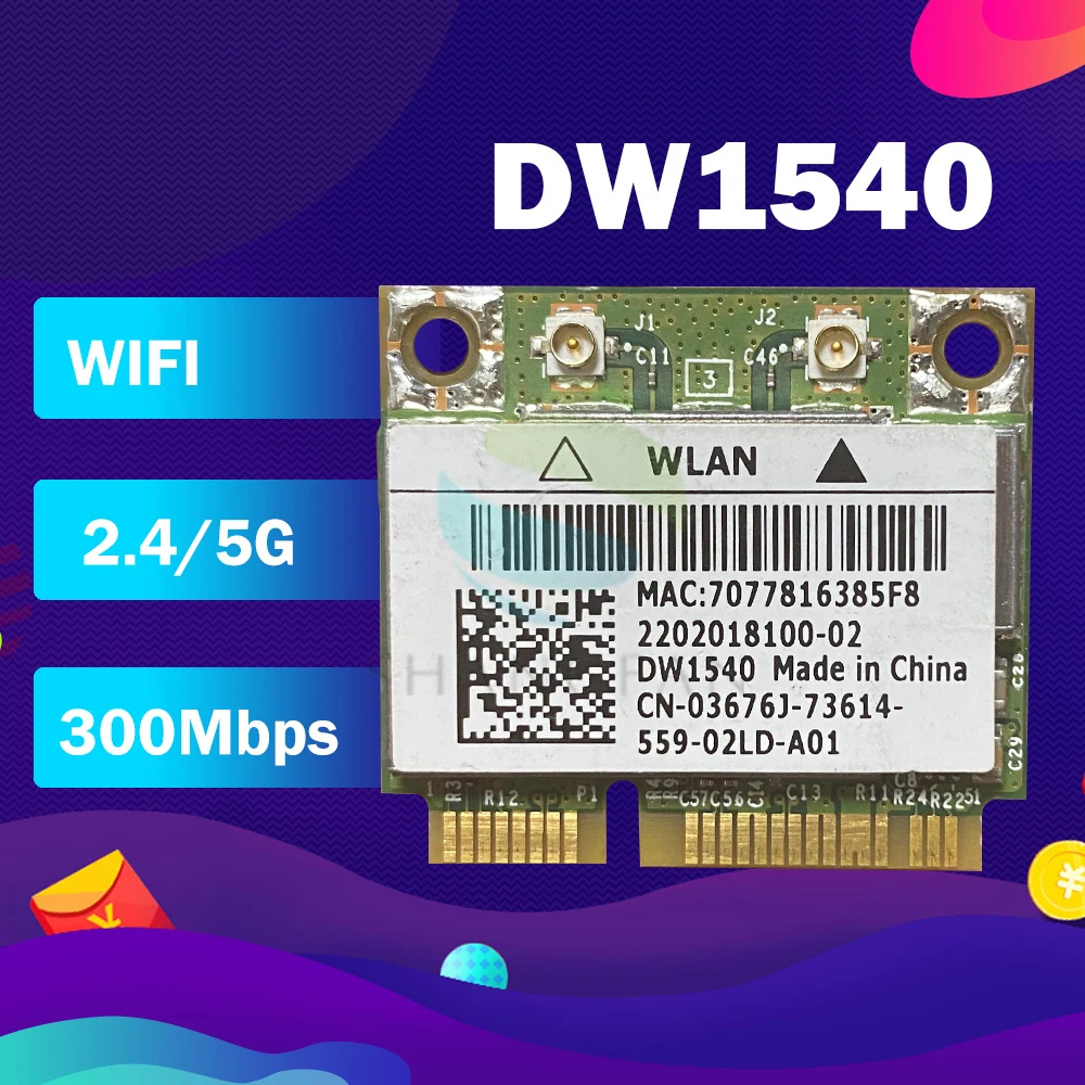 Беспроводная карта Broadcom BCM943228HM4L DW1530 DW1540 Half Mini Pci-e 1JKGC 3676J для dell E5420 E5520 E6320 E6420 E6520 XT3 |