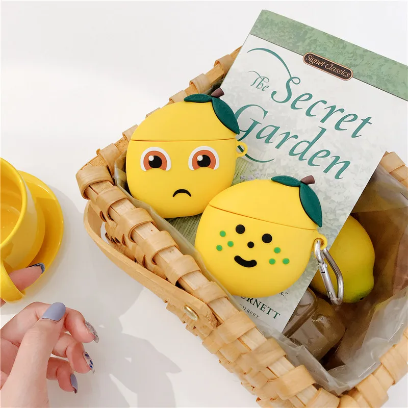 

Funny Lemon Sad expression For Apple Airpods Case Cute Silicone Bluetooth Earphone Case For airpod Headset Cover Charging Box