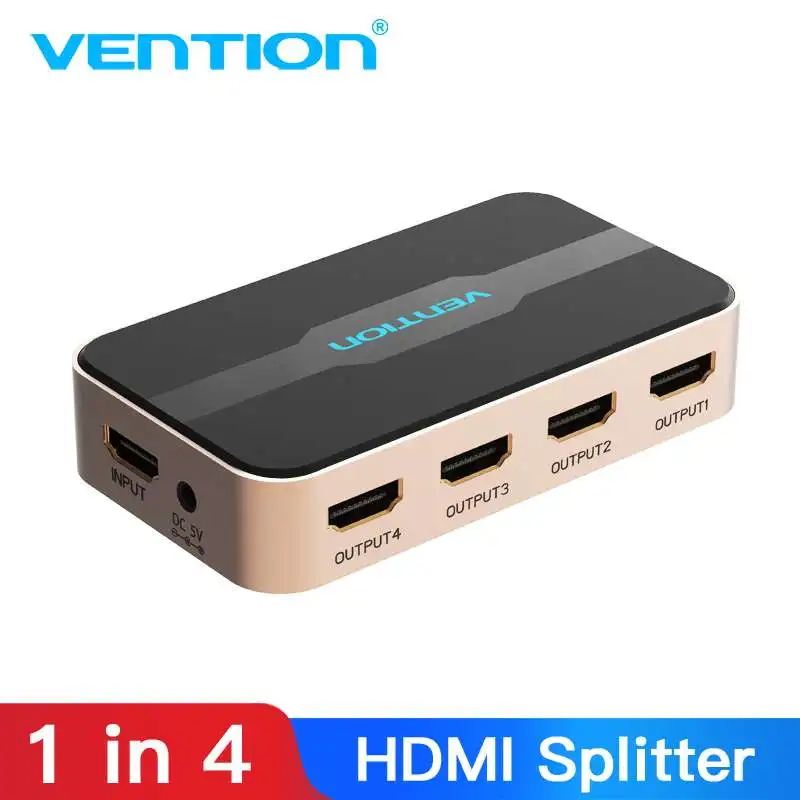 Vention HDMI сплиттер 1x2 4k 3D сплиттер HDMI переключатель адаптер 1 в 2 выход с питанием металлический тип для Xbox усилитель HDCP