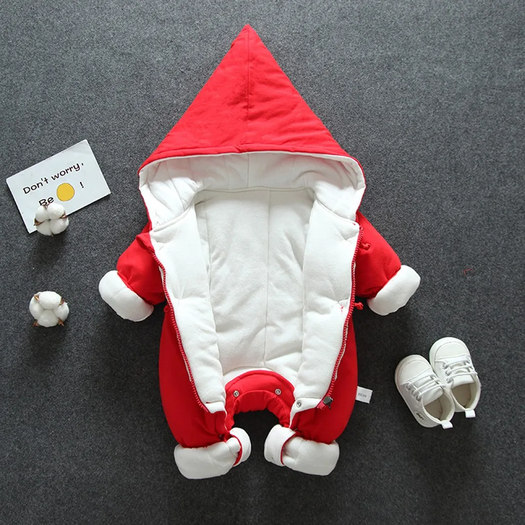Комбинезон с капюшоном для мальчиков и девочек; утепленная одежда для новорожденных и малышей; детская зимняя одежда