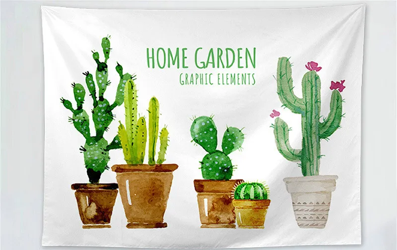 Europe and America Ins Tapestry TV Background Wall Landscape Decoration Tapestry Polyester Cloth Tarpaulin - Цвет: Cactus-F