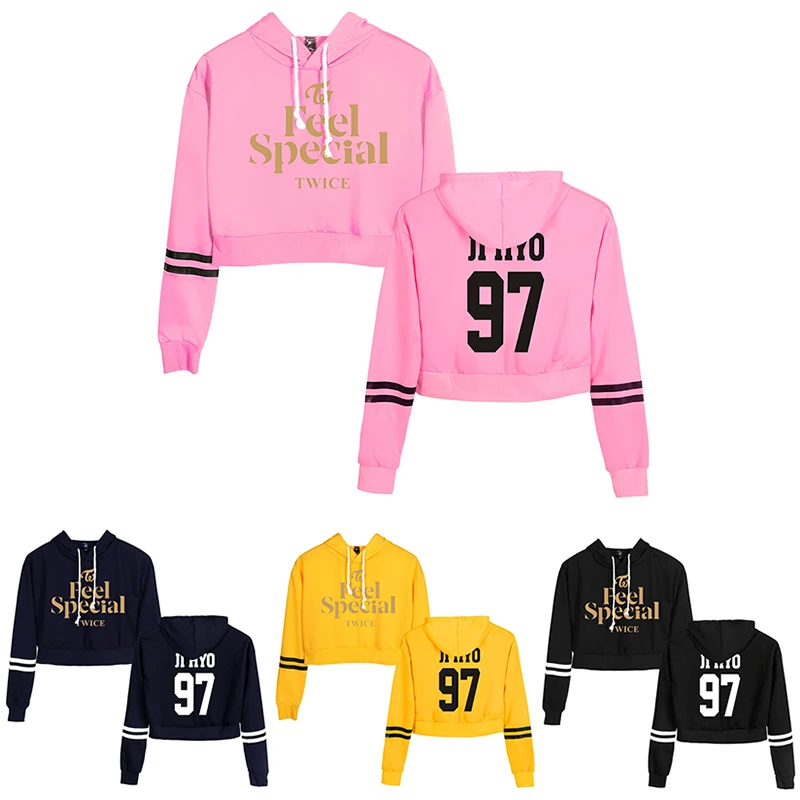  Women sexy crop top hoodies Kpop Team TWICE Feel Special Print harajuku Spring hot sale casual hood