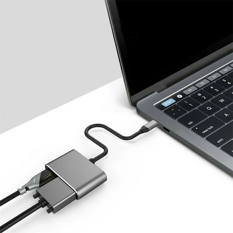 Кабель-Переходник Usb C адаптер Hdmi Vga Тип-C на Hdmi+ Vga+ Usb3.0+ Pd3.0 для MacBook Pro