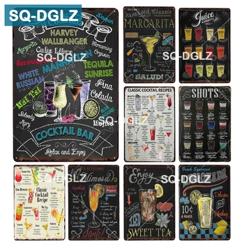 

[SQ-DGLZ] Cocktail Bar Metal Sign Bar Wall Decor Tin Sign Club Metal Crafts Decor Painting Plaques Art Poster Vintage Home Decor