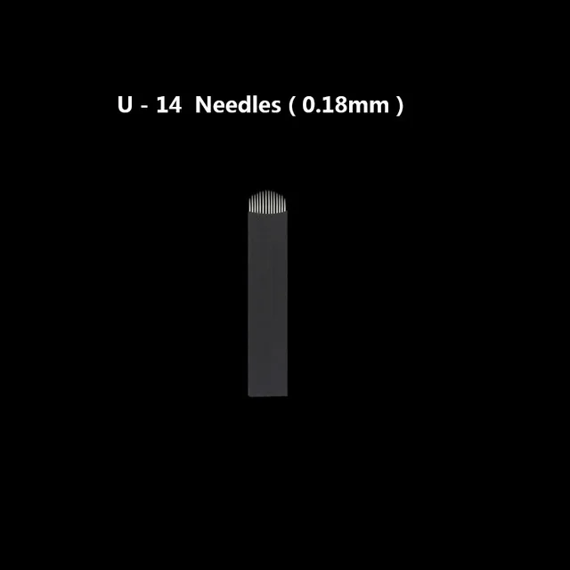 14U - 0.18mm 100 шт. иглы для татуажа Agulhas Tebori, 12 контактов, микроблейдинг, 12 гибких изогнутых лезвий для перманентного макияжа, ручная ручка для бровей - Габаритные размеры: 14U - 0.18mm