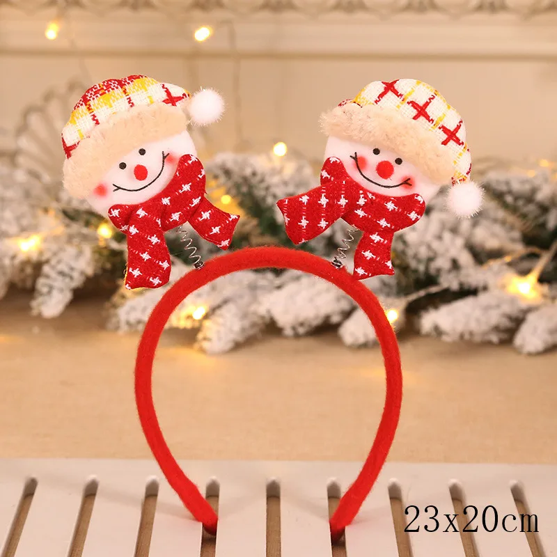 style4-15-snowman Рождественская повязка на голову эльф с Санта-Клаусом и оленем снеговик детский головной убор для взрослых Рождественские украшения Noel Декор Navidad год подарки для детей - Цвет: style4-15-snowman