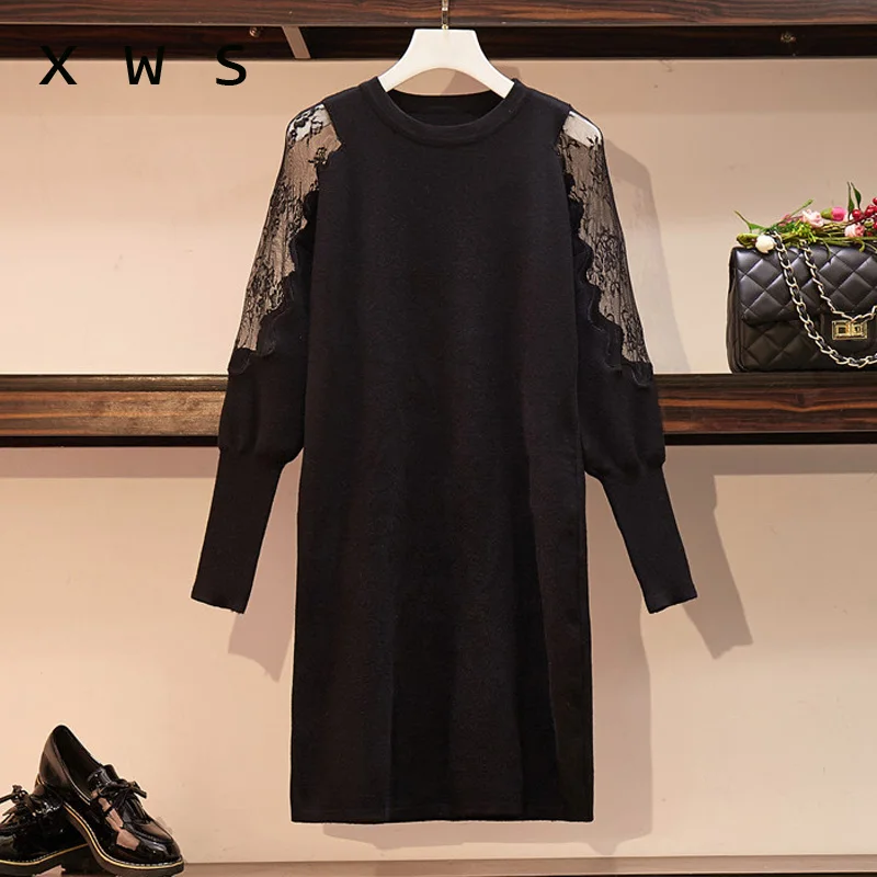 

Womens Elegant Sexy Lace See Through Tunic Casual Club Bridesmaid Mother of Bride Dress Skater fit and sweater Party Dress
