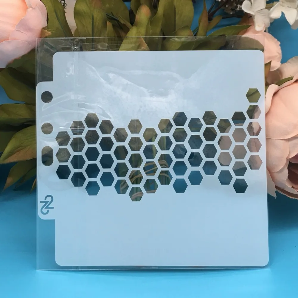 13cm New Hive Hexgen DIY Layering Stencils Wall Painting Scrapbook Coloring Embossing Album Decorative Card Template | Канцтовары для