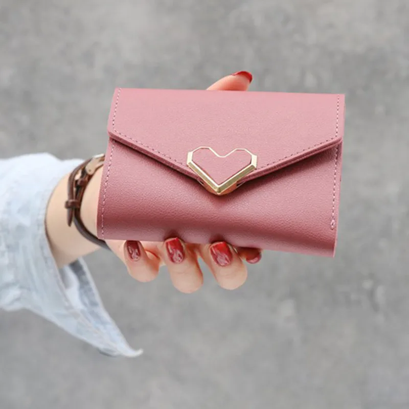 Heart Wallet Women Purse Female Small Mini Luxury Brand Credit-Card-Holder Fashion Short