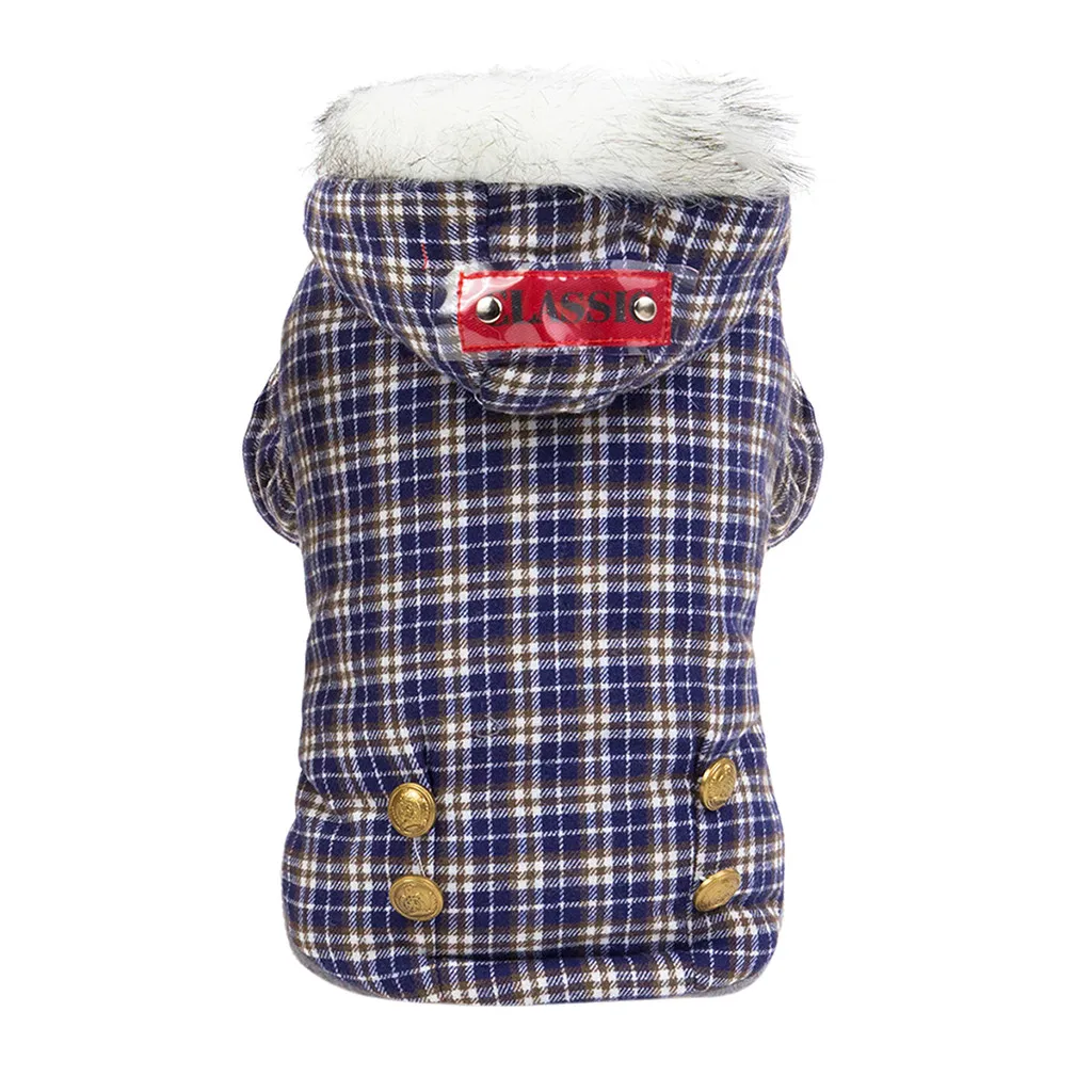Transer Ropa Perro Новое модное клетчатое пальто для домашних животных осенне-зимняя синяя классическая теплая одежда для кошек и собак 19Aug21 P30