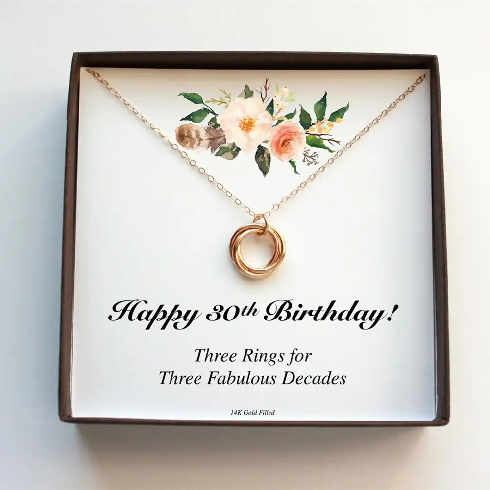 Custom 70th Birthday Gift For Mom Necklace Grandma Birthday Gift 30 Birthday Gift For Women Jewelry Decades Necklace 7 Rings Party Favors Aliexpress
