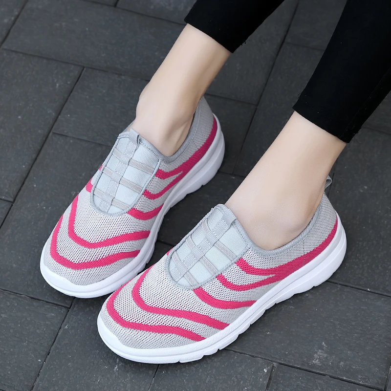 

Fashion Women Flying Woven Breathable Running Shoes Ladies Sneakers Non-Slip Walking Flat Wear-Resistant Outdoor Sport Footwear