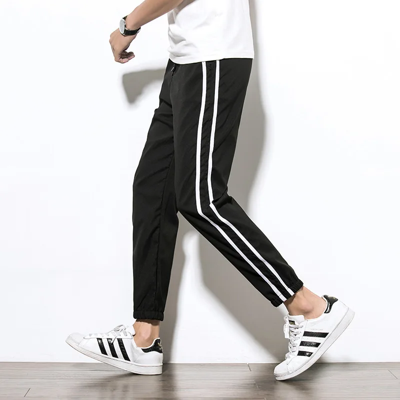 

Spring And Autumn New Style Men's Two Bars Casual Pants White Edge Students Gymnastic Pants Large Size Beam Leg Athletic Pants