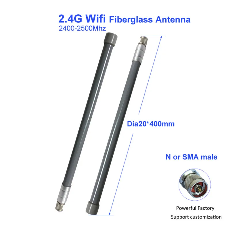 2.4G Outdoor Omnidirectional Fiberglass Antenna 8DBI with N Male Connector