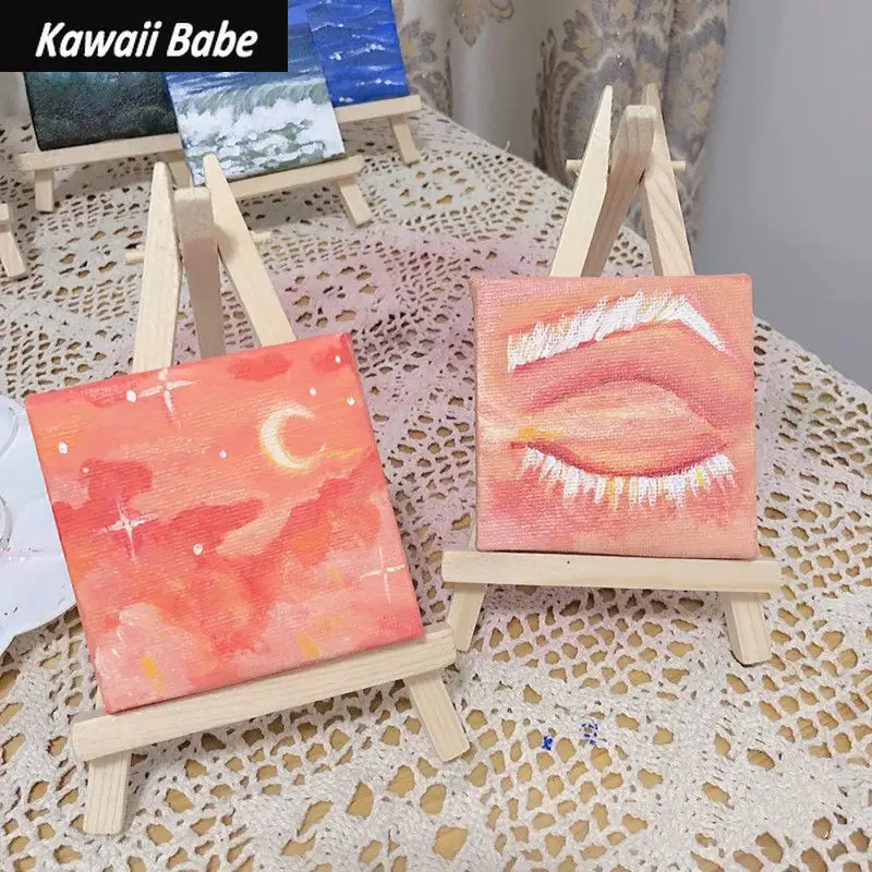 미술 용품 그림 나무 이젤 Ins 미니 스케치 패드, 학생 DIY 캔버스 크리에이티브 데스크탑 장식 그림 이젤