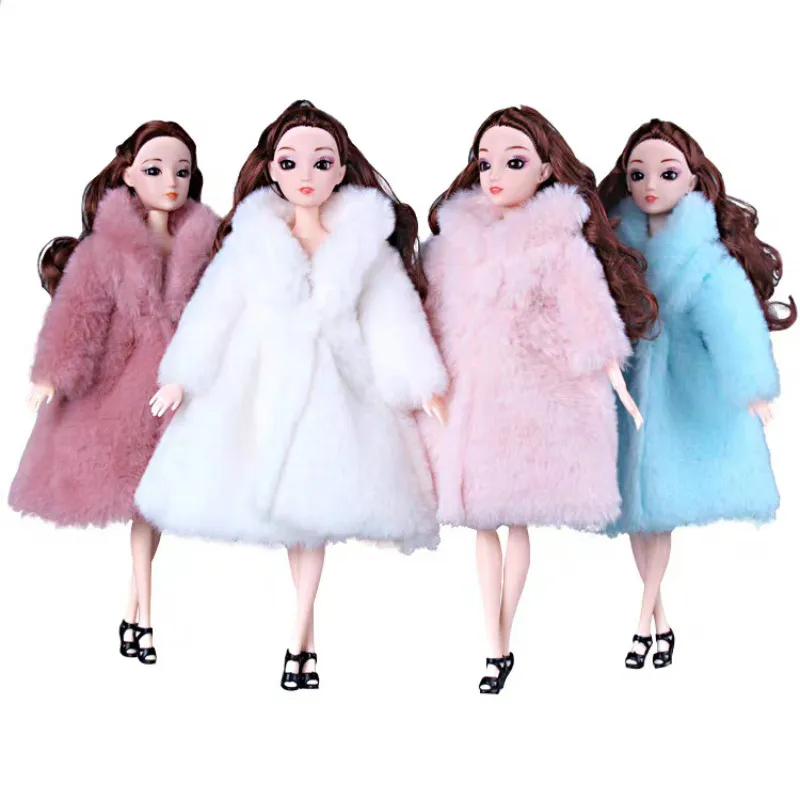 Шарнирная кукла плюшевое пальто розового белого синего цветов Одежда для кукол