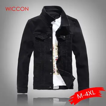 

2020 Spring Men's Slim Full Sleeve All Match Denim Jean Jacket Casual Black White Coat Outerwear