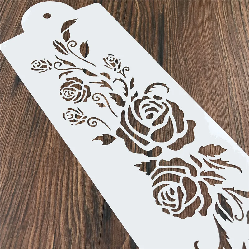 4Pcs Coffee Spray Stencil Mold Set Wedding Cake Stencil Fondant Cake Mould Decorating Bakery Tools DIY Printing Spray Template4