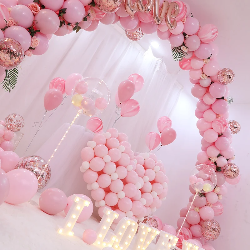 

5/10/12/18/36inch Matte Pink Balloons Birthday Party Color Macaron Ballon Custom Wedding Scene Arch Decoration Inflatable Baloon