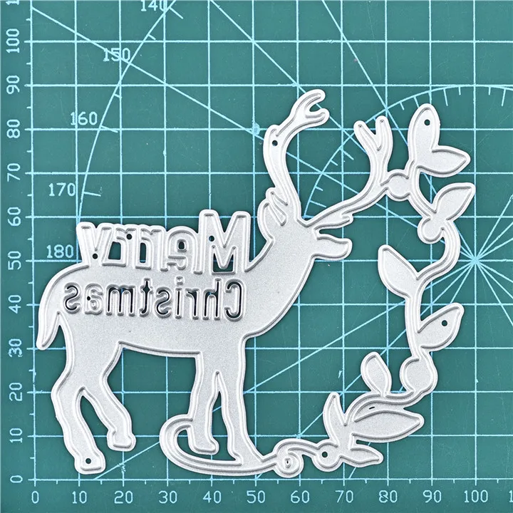 Металлические Вырубные штампы DiyArts с оленем и надписью &quotMerry Christmas&quot Скрапбукинг