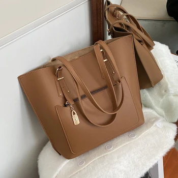 

Fashion Women Solid Shoulder Bag High Quality Leather Totes Handbag for Women Large Capacity Luxury Handbags Women Bags Designer
