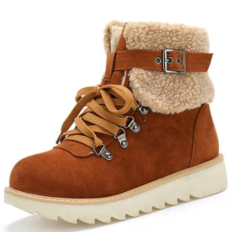 

New Arrival Fashion Suede Leather Women Snow Boots Winter Warm Plush Women's boots Waterproof Ankle Boots Flat shoes 34-43 dd204