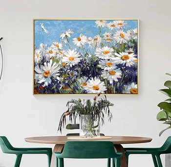 

Framed White Flowers DIY Painting By Numbers Modern Wall Art Picture Acrylic Paint Unique Gift For Home Decor 40x50cm Artwork