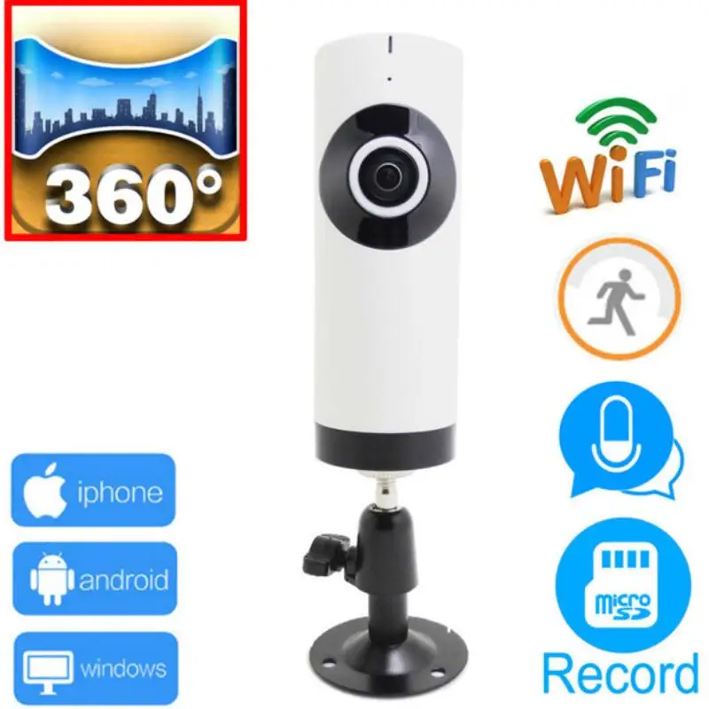 

ip camera wifi 720p panoramic 360 panorama cctv security mini wireless ipcam camaras de seguridad Support micro sd card record