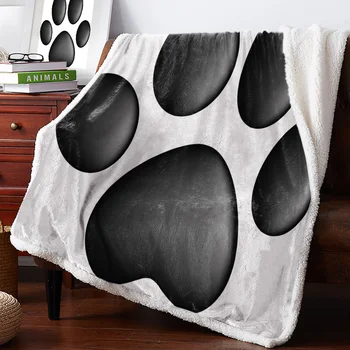 

BIGHOUSES Throw Blanket Paw Print Black Three-Dimensional Puppy Fleece Blankets Personalized Blankets Bedclothes