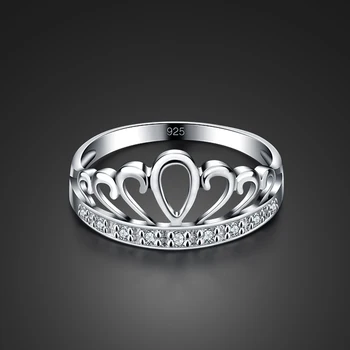 

New Fashion 100% 925 Sterling Silver Crown Ring for Women Wedding Trendy Jewelry Dazzling CZ Modern Rings Gift