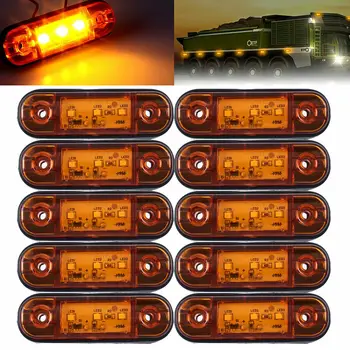 

12V 24V 3 LED Side Marker Indicator Light Trailer Truck Bus Lorry Van Waterproof For Side Marker Lights Rear Lights
