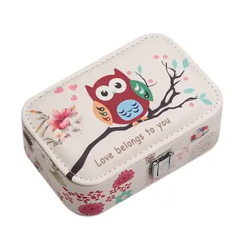 

Portable European Style Jewelry Ring Leather Owl Pattern Jewelry Storage Box