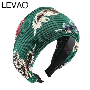 

LEVAO New Pleated Floral Print Headband Bezel Turban Girls Wide Size Hairband Hair Accessories Hair Hoop Women Elegant Headwear