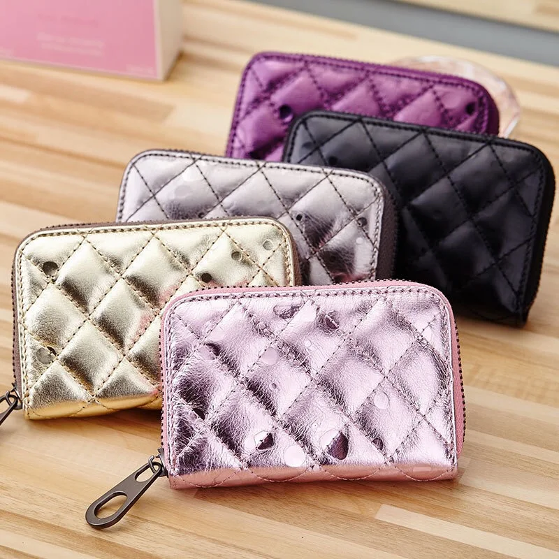 

Women‘s Genuine Leather Coin Purse Plaid Zipper Purse European And American Card Wallets Hot Brand Multi-function Coin Purses