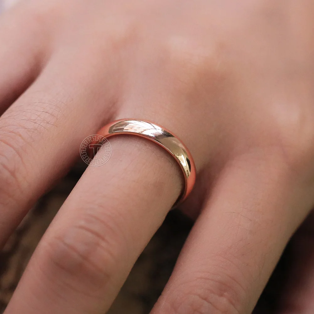 585 Rose Gold Color Ring Set Smooth Gold Filled Rings Wedding Band Couple Ring Simple Jewelry Gifts US Size 6-12 LGR75 ring set,gold color rings,couples rings,finger ring,gold color ring,wedding rings,wedding ring