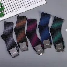 Корейские мужские носки с объемным рисунком в клетку, веселые компрессионные, забавные, хлопковые, теплые, крутые, новинка, уличная одежда, повседневные, модные, мужской носок, зимние, calcetines