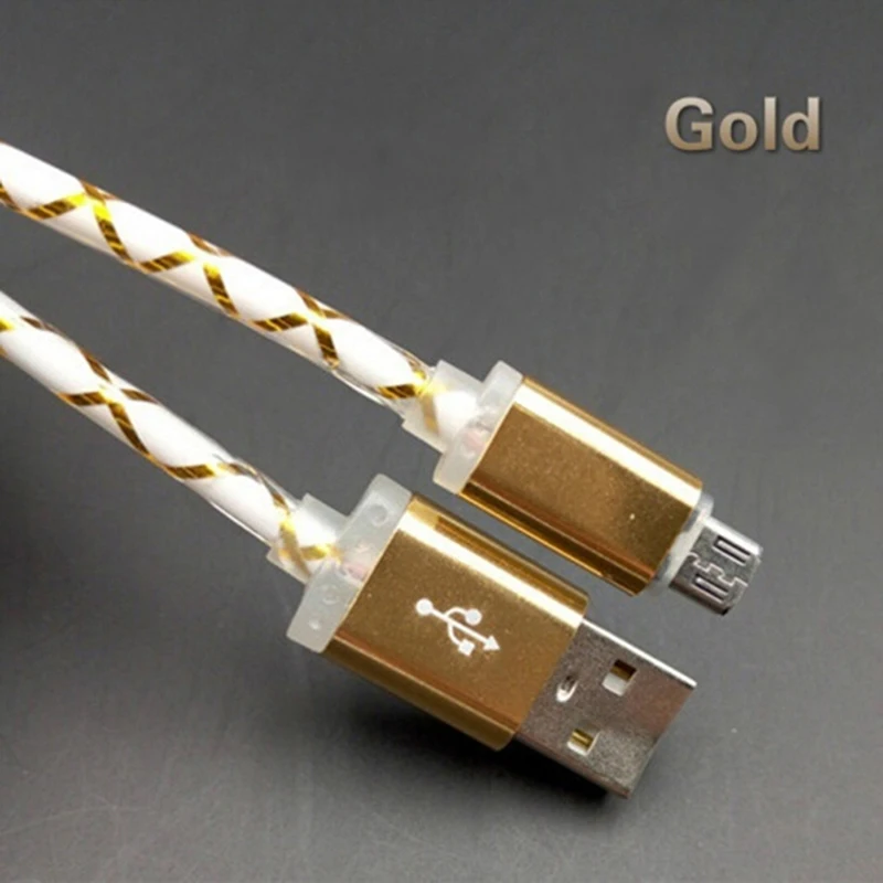 2020 1 м кабели микро usb кабель для телефона Видимый светодиодный светильник с
