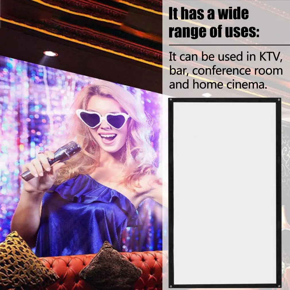 16:9 Portable Foldable Projector Screen Wall Mounted Home Cinema Theater 3D HD Projection Screen Canvas