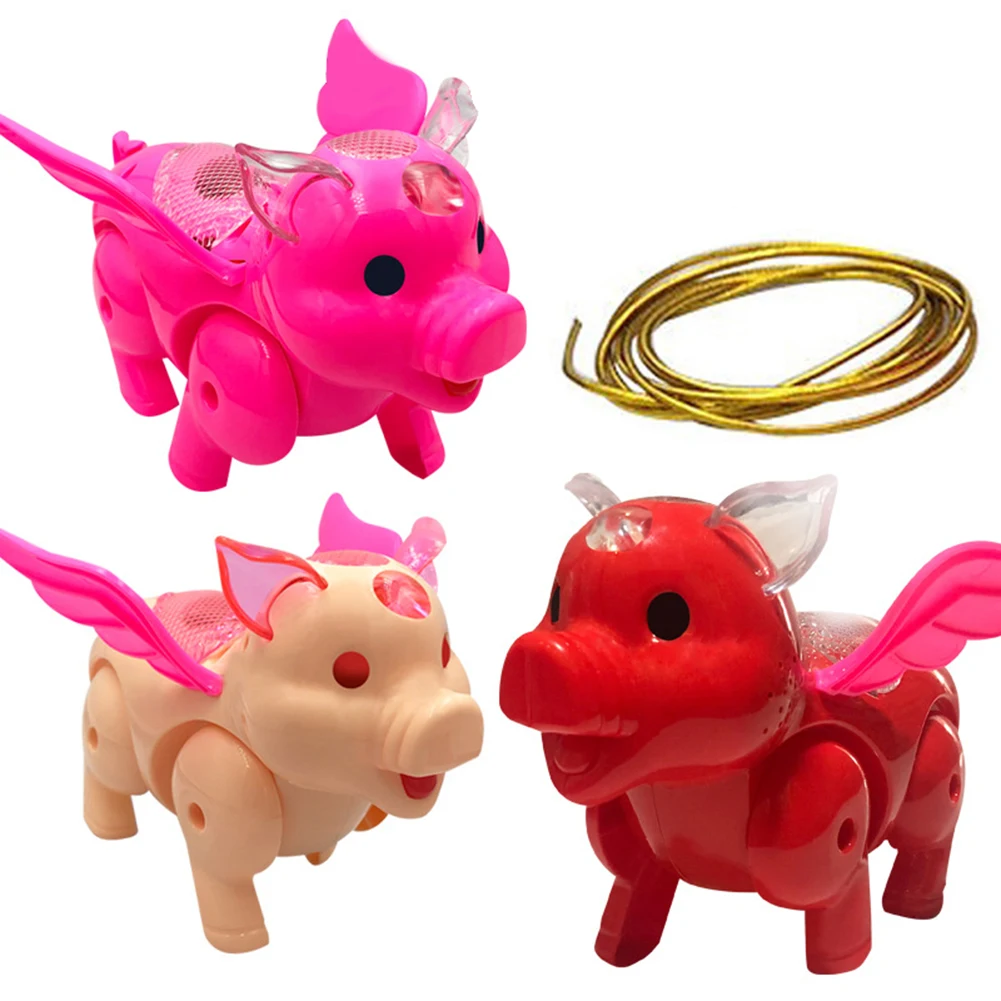 Электрический светодиодный музыкальный крыло свинья ходячие животные с поводком Детские интерактивные игрушки детские развивающие игрушки для детей подарок