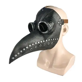 

1 pc Latex Punk Cosplay Mask Halloween Funny Medieval Steampunk Plague Doctor Bird Mask Beak Adult Event Cosplay Props