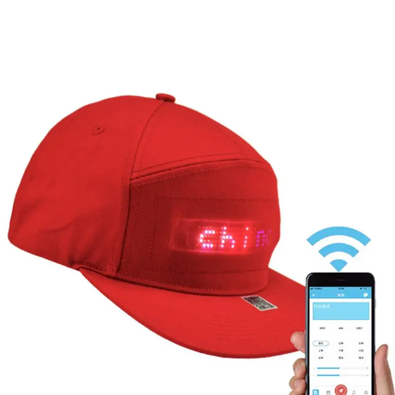 Для мужчин и женщин Bluetooth светодиодный APP управление светодиодный бейсболка дисплей сообщения хип-хоп кепка