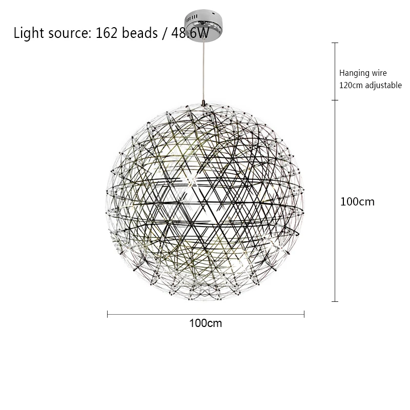 Современный из нержавеющей стали светодиодный подвесной светильник освещение Одуванчик шар подвеска лампа гостиная ресторан отель подвесной светильник - Цвет корпуса: 100cm 162 beads