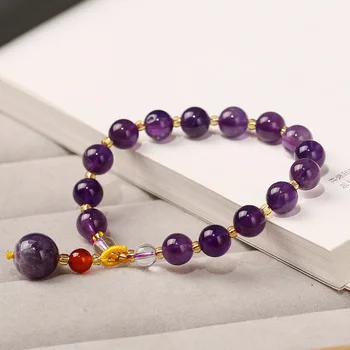 

Natural Bracelets Crystal Single Loop Bracelets Pendant round Beads Couples Sweet Ornament Men Women