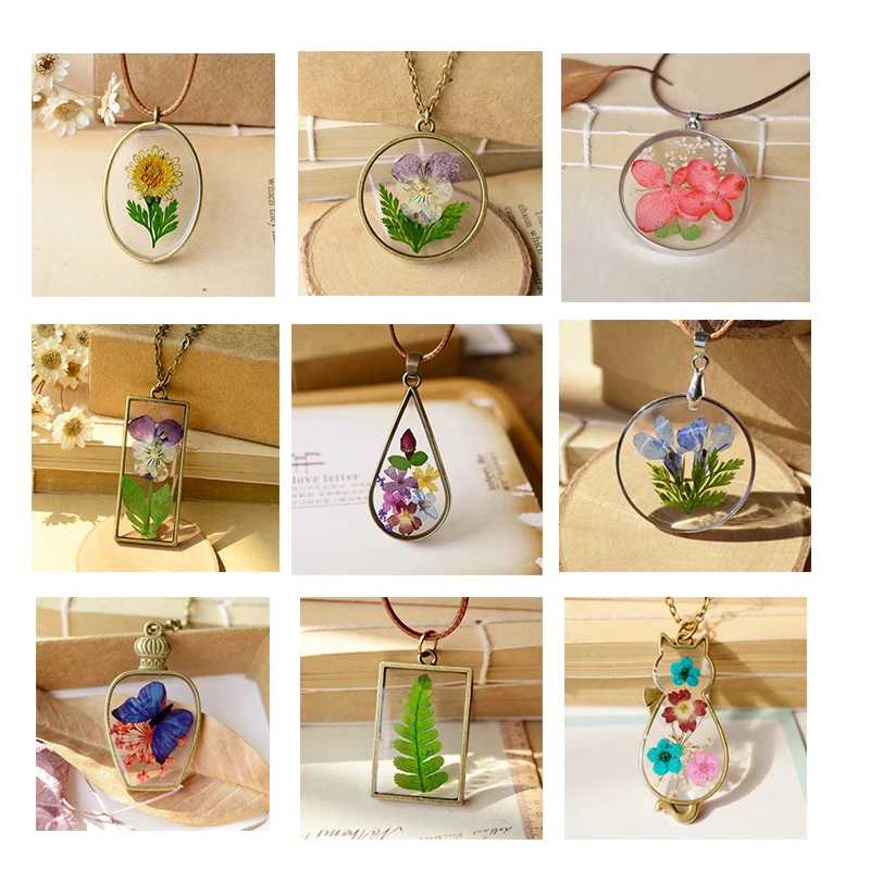 Dried Flowers Pendants Necklace Pressed Flower Necklace Chains 22